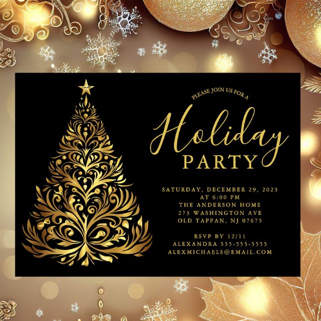 Elegant Gold Holiday Party Invitation (Creator Uploaded)
