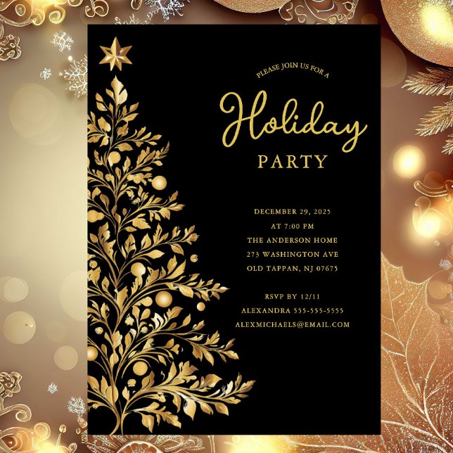 Elegant Gold Holiday Party Invitation (Creator Uploaded)