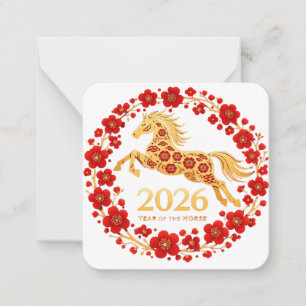 Elegant Gold Horse 2026 Lunar New Year Card
