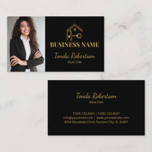 Elegant Gold House Key Professional Realtor Business Card