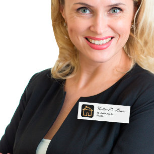Elegant Gold House Symbol Name Tag