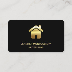 Elegant Gold House Symbol Real Estate Design Business Card
