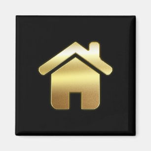 Elegant Gold House Symbol Real Estate Design Magnet