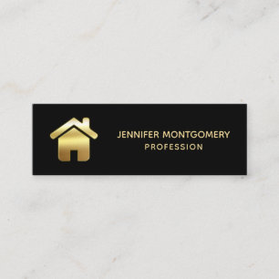Elegant Gold House Symbol Real Estate Design Mini Business Card
