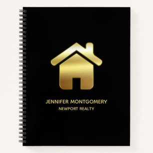 Elegant Gold House Symbol Real Estate Design Notebook