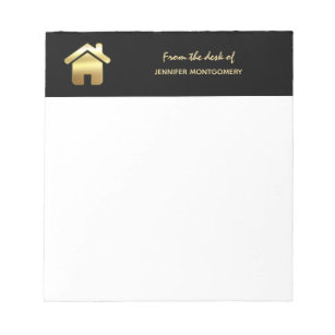 Elegant Gold House Symbol Real Estate Design Notepad