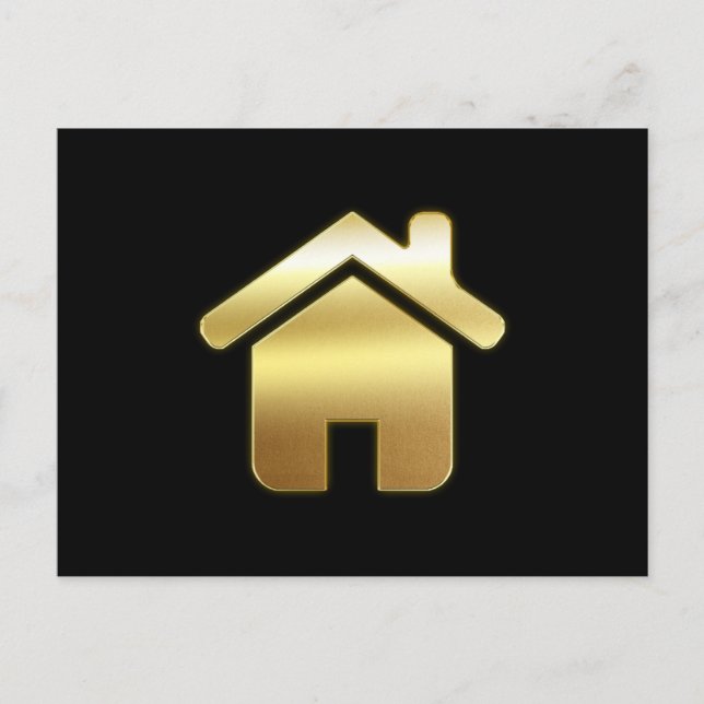 Elegant Gold House Symbol Real Estate Design Postcard (Front)