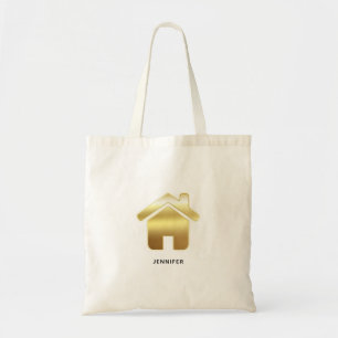 Elegant Gold House Symbol Real Estate Design Tote Bag