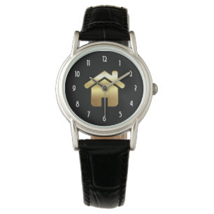 Elegant Gold House Symbol Real Estate Design Watch