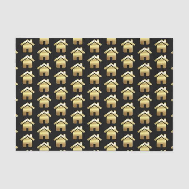 Elegant Gold House Symbol Real Estate Pattern Tissue Paper (Front)