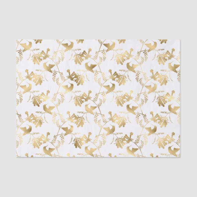 Elegant Gold Hummingbirds Glam Tissue Paper (Front)