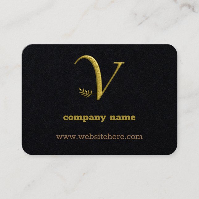 Elegant Gold Initial Letter V Logo Business Card  (Front)