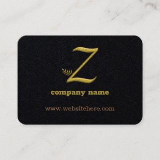 Elegant Gold Initial Letter Z Logo Business Card