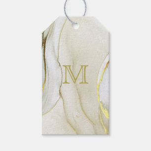 Elegant Gold Ink Abstract Pattern Monogram Gift Tags