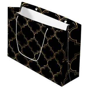 Elegant Gold Islamic Geometric Art Pattern  Large Gift Bag