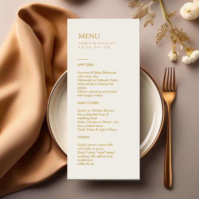 Elegant Gold Islamic Wedding Menu Card Flat Menu (Creator Uploaded)