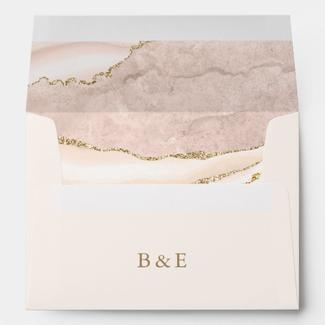 Elegant Gold Ivory Agate Wedding Envelope (Back (Bottom))