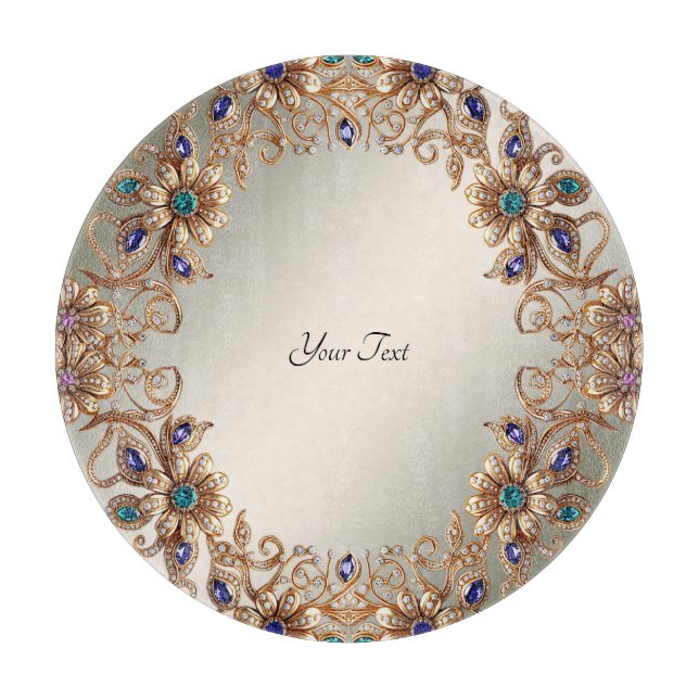 Elegant Gold Jewel Flowers Cutting Board (Front)