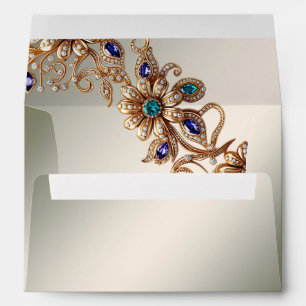 Elegant Gold Jewel Flowers Envelope