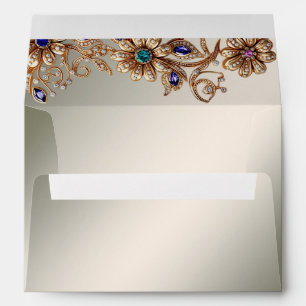 Elegant Gold Jewel Flowers Envelope