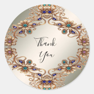 Elegant Gold Jewel Flowers Sticker