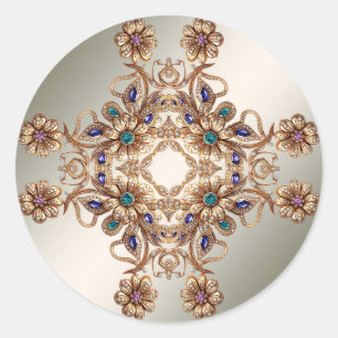 Elegant Gold Jewel Flowers Sticker