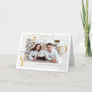 Elegant Gold "Joy" Family Photo Holiday Card