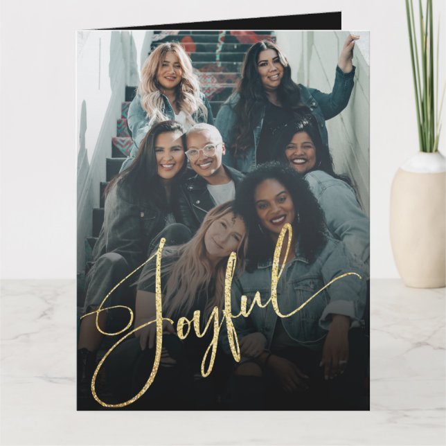Elegant Gold Joyful Merry Christmas Card (Front)