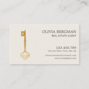 Elegant Gold Key Professional Real Estate Business Card