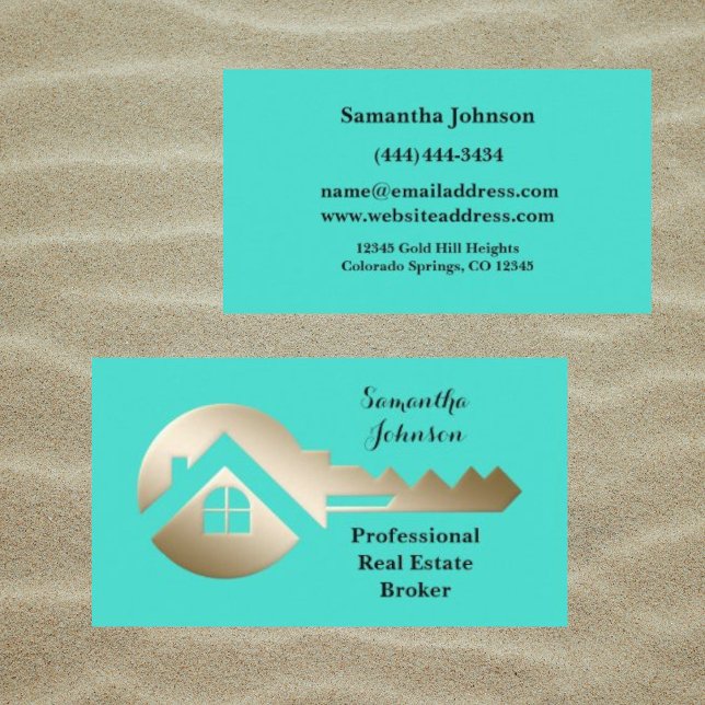 Elegant Gold Key Real Estate Broker Business Card (Creator Uploaded)