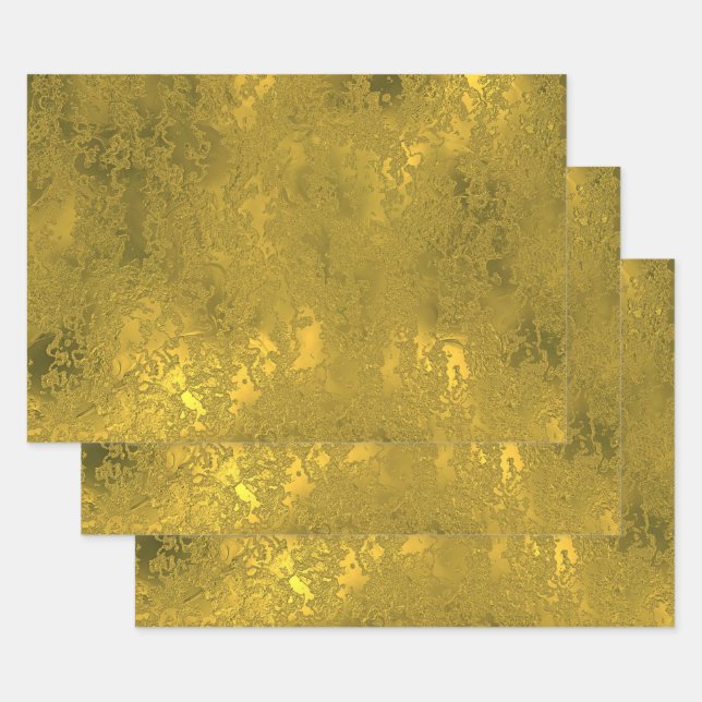 Elegant Gold Lace Effect Wrapping Paper Sheet (Set)