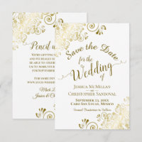 Elegant Gold Lace Filigree on White Wedding