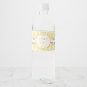 Elegant Gold Lace Water Bottle Label