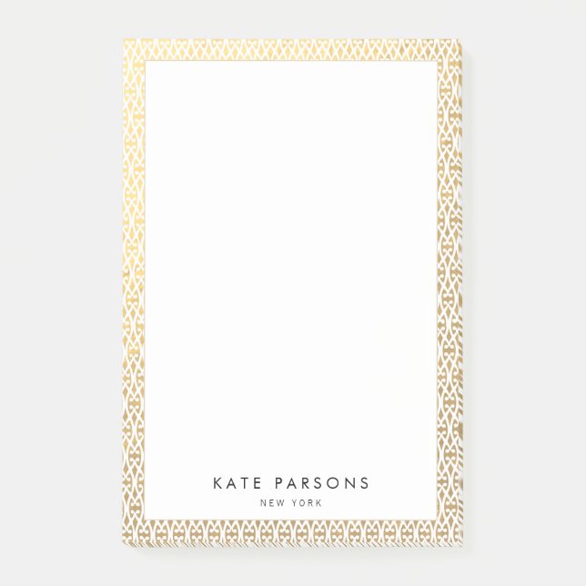 Elegant Gold Lattice  Border Post-it Notes (Front)