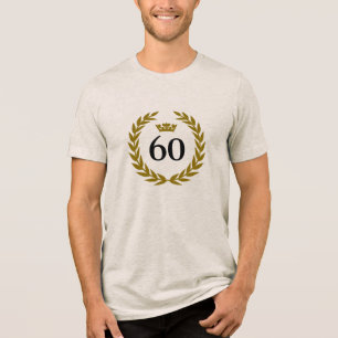 Elegant Gold Laurel Wreath Crown 60th Birthday Tri-Blend Shirt
