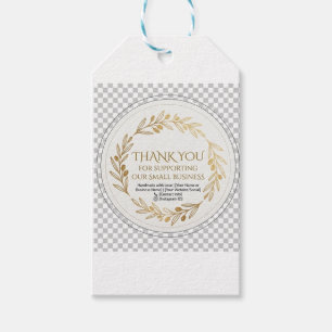 Elegant Gold Laurel Wreath Thank You For Supportin Gift Tags