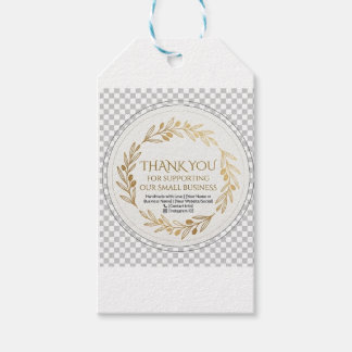 Elegant Gold Laurel Wreath Thank You For Supportin Gift Tags