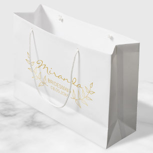 Elegant Gold Laurels Personalised Bridesmaids Large Gift Bag