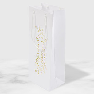 Elegant Gold Laurels Personalised Bridesmaids Wine Gift Bag