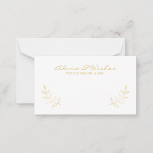 Elegant Gold Laurels Wedding Advice and Wishes Card