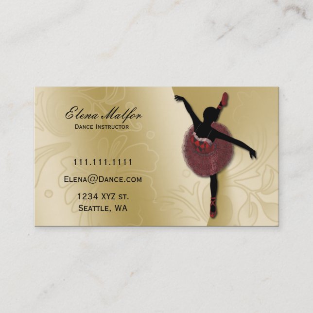 elegant gold lavish ballerina Business card (Front)