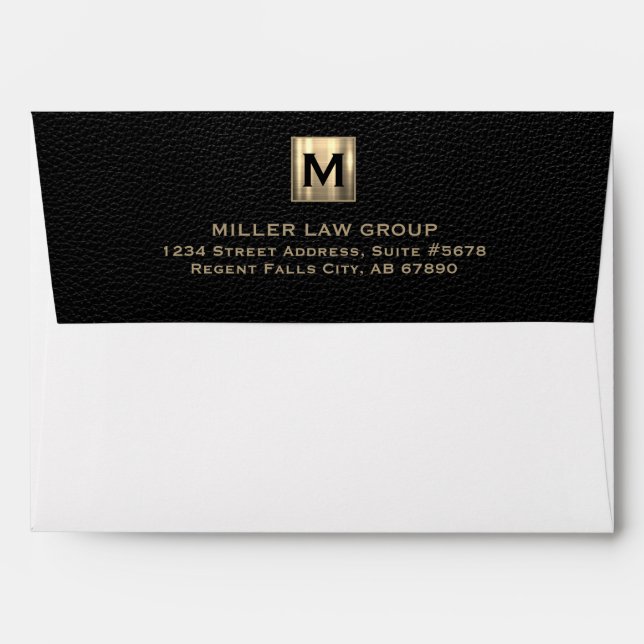 Elegant Gold Law Firm Monogram Address Envelope (Back (Top Flap))