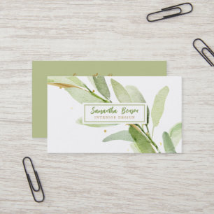 Elegant Gold  Leaf Airy Greenery Business Card