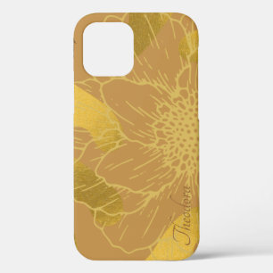 Elegant Gold Leaf and Flower Background iPhone 12 Case