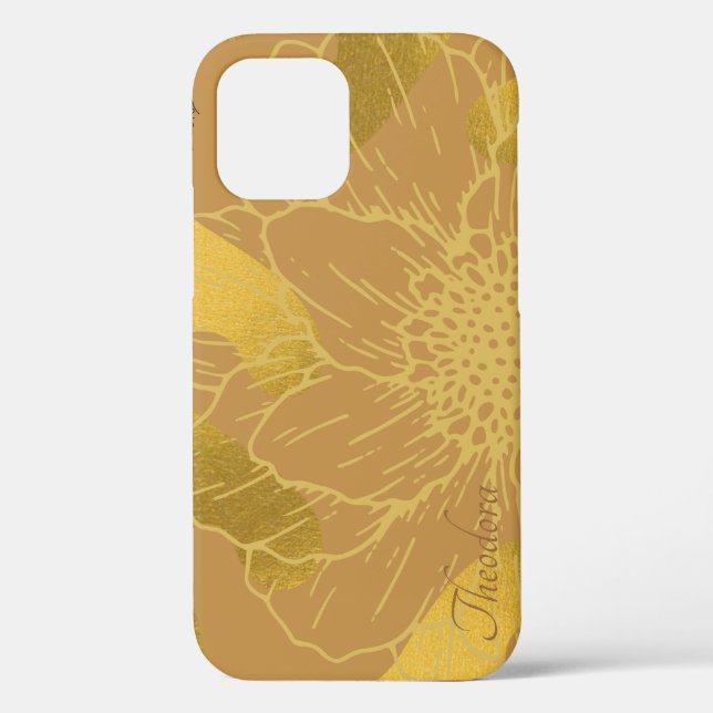 Elegant Gold Leaf and Flower Background Case-Mate iPhone Case (Back)