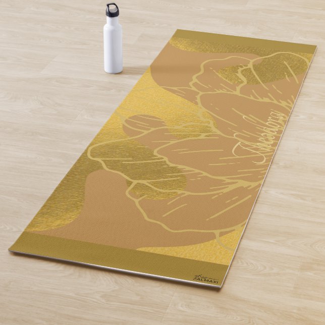 Elegant Gold Leaf and Flower Background Yoga Mat (In Situ)