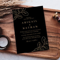 Elegant Gold Leaf & Black Modern Wedding