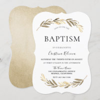 Elegant Gold Leaf Boy or Girl Baptism Christening
