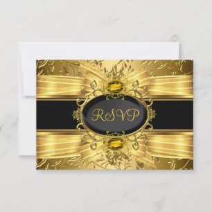 Elegant Gold Leaf & Gem 50th Anniversary RSVP Card