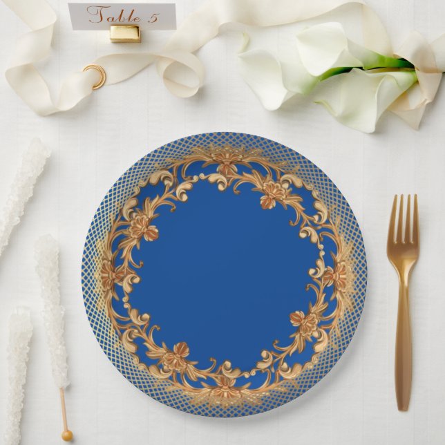 Elegant Gold Leaf Occasions Paper Plates (Wedding)